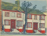 Sheila Robinson, Untitled, Saffron Walden' linocut in colours