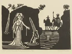 Untitled by Edward Bawden, said Merlin' (MG105) linocut, sold Oct 2025