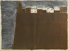 Bernard Cheese, Untitled, 'The Fortified Town' lithograph in colours