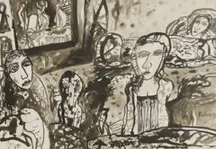 Untitled by John Bellany, ink and wash 54 x 75cm Provenance: The Clock House, sold Oct 2025