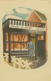 Eric Ravilious, Untitled, 'Family Butcher' lithograph in colours