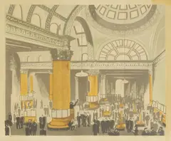 Untitled by Edward Bawden, 'The Stock Exchange' (MG59) lithograph in colours, sold Oct 2025