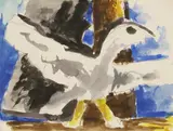 Josef Herman, Untitled, Seagull watercolour over pencil 19 x 24.5cm