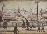 L. S. Lowry, Untitled, 'View of a Town' offset lithograph in colours