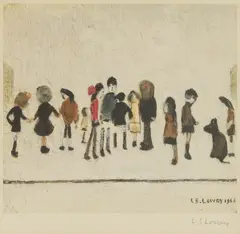 L. S. Lowry, Untitled, 'Group of Children' offset lithograph in colours
