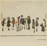 L. S. Lowry, Untitled, 'Group of Children' offset lithograph in colours