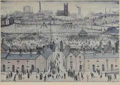 Untitled by L. S. Lowry, 'Britain at Play' offset lithograph in colours, sold Oct 2025