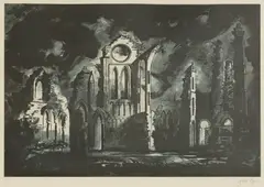 Untitled by John Piper, 'Arbroath Abbey' (Levinson 407) screenprint in colours, sold Oct 2025