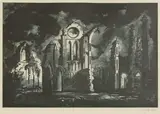 John Piper, Untitled, 'Arbroath Abbey' (Levinson 407) screenprint in colours