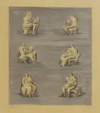 Henry Moore, Untitled, 'Studies for Sculpture on Blue-grey Background' (CGM 39) lithograph in colours