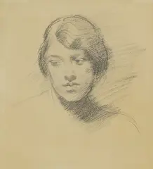 Derwent Lees, Untitled, Head of a girl pencil 33 x 30cm Provenance: With New Grafton Gallery