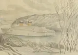John Nash, Untitled, Cornwall' pencil and watercolour with annotations 21.5 x 29cm