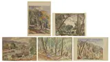 Ethelbert White, Untitled, A woman in a wooded landscape watercolour over pencil 57.5 x 39cm