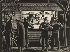 Untitled by Ethelbert White, c.1925 woodcut, sold Oct 2025