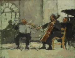 Untitled by Bernard Dunstan, oil on board 22.5 x 28cm, sold Oct 2025