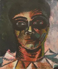 Untitled by John Banting, 'Harlequin Head' oil on card 36 x 30cm Provenance: With Mercury Gallery, sold Oct 2025