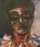 John Banting, Untitled, 'Harlequin Head' oil on card 36 x 30cm Provenance: With Mercury Gallery