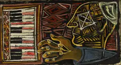 John Banting, Untitled, Piano player oil on canvas laid on board 38 x 68cm