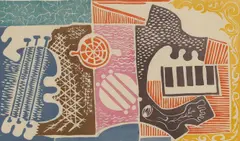 John Banting, Untitled, 1934 (made) linocut in colours