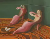 Ronald Ferns, Untitled, Two pink ladies gouache 24 x 29.5cm