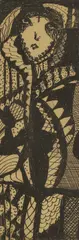 Untitled by Madge Gill, female figure pen and ink 27 x 9.5cm, sold Oct 2025
