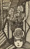 Madge Gill, Untitled, pen and ink on a postcard 14 x 8.5cm