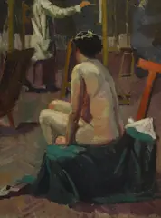 Marjorie Sherlock, Untitled, 'The Art Class' oil on canvas 51 x 38cm Provenance: With the Maltzahn Gallery