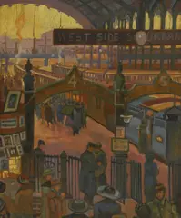 Marjorie Sherlock, Untitled, Liverpool Street Station oil on board 63 x 53.5cm Provenance: With the Fine Art Society