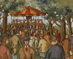 Untitled by Gladys Maccabe, oil on board 41 x 50cm, sold Oct 2025