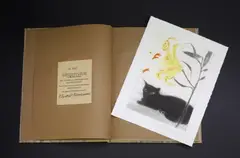 Untitled by Elizabeth Blackadder, containing: 'Black Cat and Lily' etching and aquatint in colours, sold Oct 2025