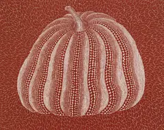 Untitled by Yayoi Kusama, 'Pumpkin' (Dark red) lithograph in colour, sold Oct 2025
