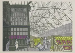 Edward Bawden, Untitled, from 'Six London Markets' lithograph in colours