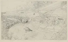 Untitled by Anthony Gross, Dover Castle' (Herdman 4104) etching, sold Jul 2025