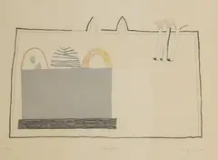 Anthony Benjamin, Untitled, respectively plate 41 x 59cm together with: 'Meridinous I' lithograph in colours