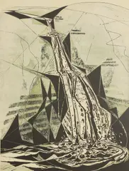 Untitled by Gertrude Hermes, 'The Waterfall' linocut and woodcut in colours, sold Jul 2025
