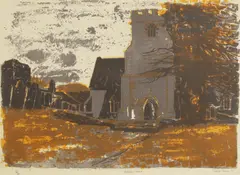 Untitled by Robert Tavener, 'Canterbury Cathedral (West Front)' linocut in colours, sold Jul 2025