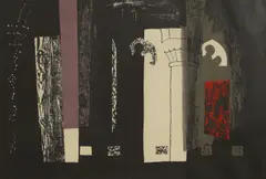 John Piper, Untitled, Wiltshire: Rustic Medieval Interior' (Levinson 132) lithograph in colours