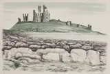 David Gentleman, Untitled, 'Dunstanburgh Castle' lithograph in colours