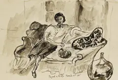 Olive Cook, Untitled, together with: A wagon in a yard watercolour over pencil 35.5 x 47cm