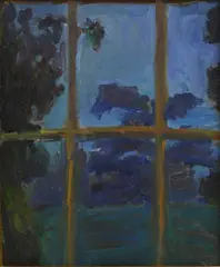 Sargy Mann, Untitled, 'View from Window' oil on board 29.5 x 24cm Provenance: With Cadogan Contemporary