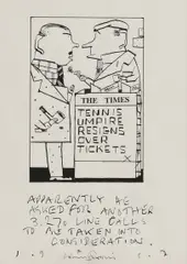 Untitled by Barry Fantoni, pen and ink and collage heightened with white 19.5 x 14.5cm, sold Jul 2025
