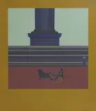 Jack Coulthard, Untitled, 'Pony and Flat Cart' acrylic on board 122 x 106cm Provenance: With Mercury Gallery