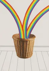 Untitled by Patrick Hughes, Untitled (Rainbow basket) archival pigment print and acrylic, sold Jul 2025