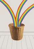 Patrick Hughes, Untitled, Untitled (Rainbow basket) archival pigment print and acrylic