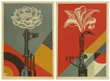 Shepard Fairey, Untitled, both signed with monogram and dated '24' in pencil l.r., on a cream Speckletone paper sheet 91 x 61cm