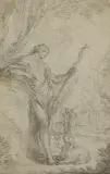 Gottfried Eichler the Younger, Untitled, St John the Baptist in the Wilderness pencil image 9.5 x 6.2cm