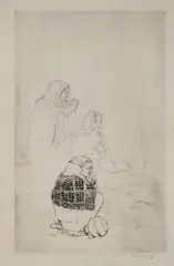 Mukul Dey, Untitled, 'Ganga River during the Lunar Eclipse' a preparatory etching