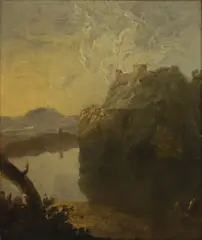 Untitled by Richard Wilson, A view on the Arno with a castle oil on canvas 32 x 26.5cm Provenance: James Orrock, sold May 2025