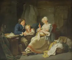 Nicolas Bernard Lépicié, Untitled, 'The Young Parents' oil on canvas 43 x 48cm Provenance: With Leger & Son