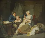Nicolas Bernard Lépicié, Untitled, 'The Young Parents' oil on canvas 43 x 48cm Provenance: With Leger & Son